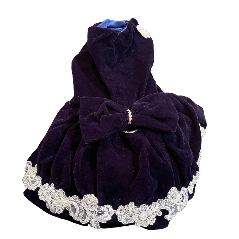 Custom Navy Velvet Dog Dress